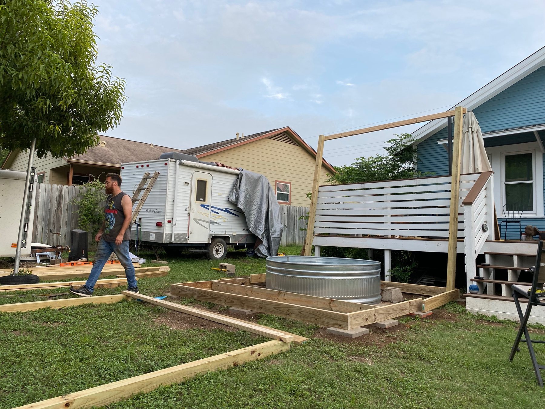 Layout and early framing for the cowboy pool deck
