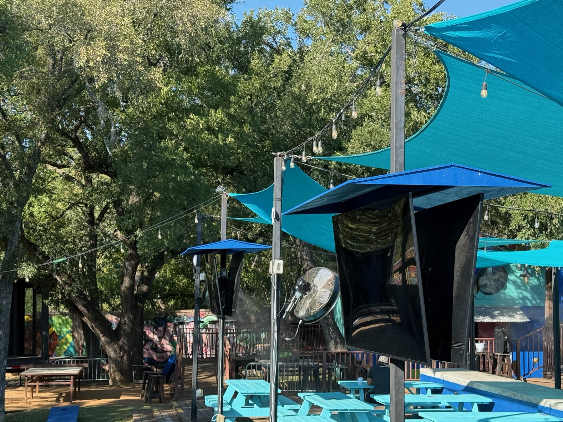 Custom outdoor television housings at Bouldin Acres