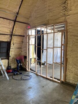 Framed wall unit for Above the Fold during construction