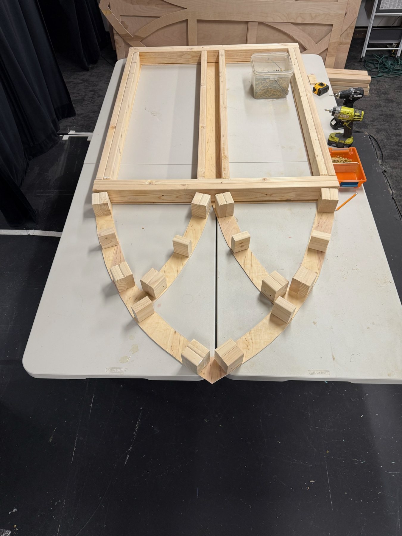 Window-wall components being assembled for Summer and Smoke